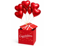Surprise box with a personalized custom message,  10 balloons
